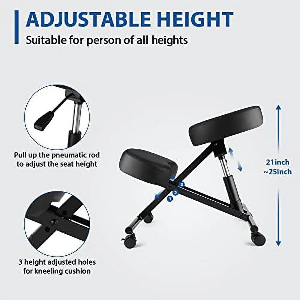Height Adjustable Kneeling Chair with Foam Cushions and Casters P64177