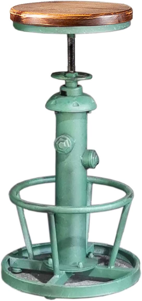 Antique Green Wooden Top Adjustable Height Bar Stool U251841