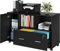 Black Wood File Cabinet with Drawers and Lock I6292