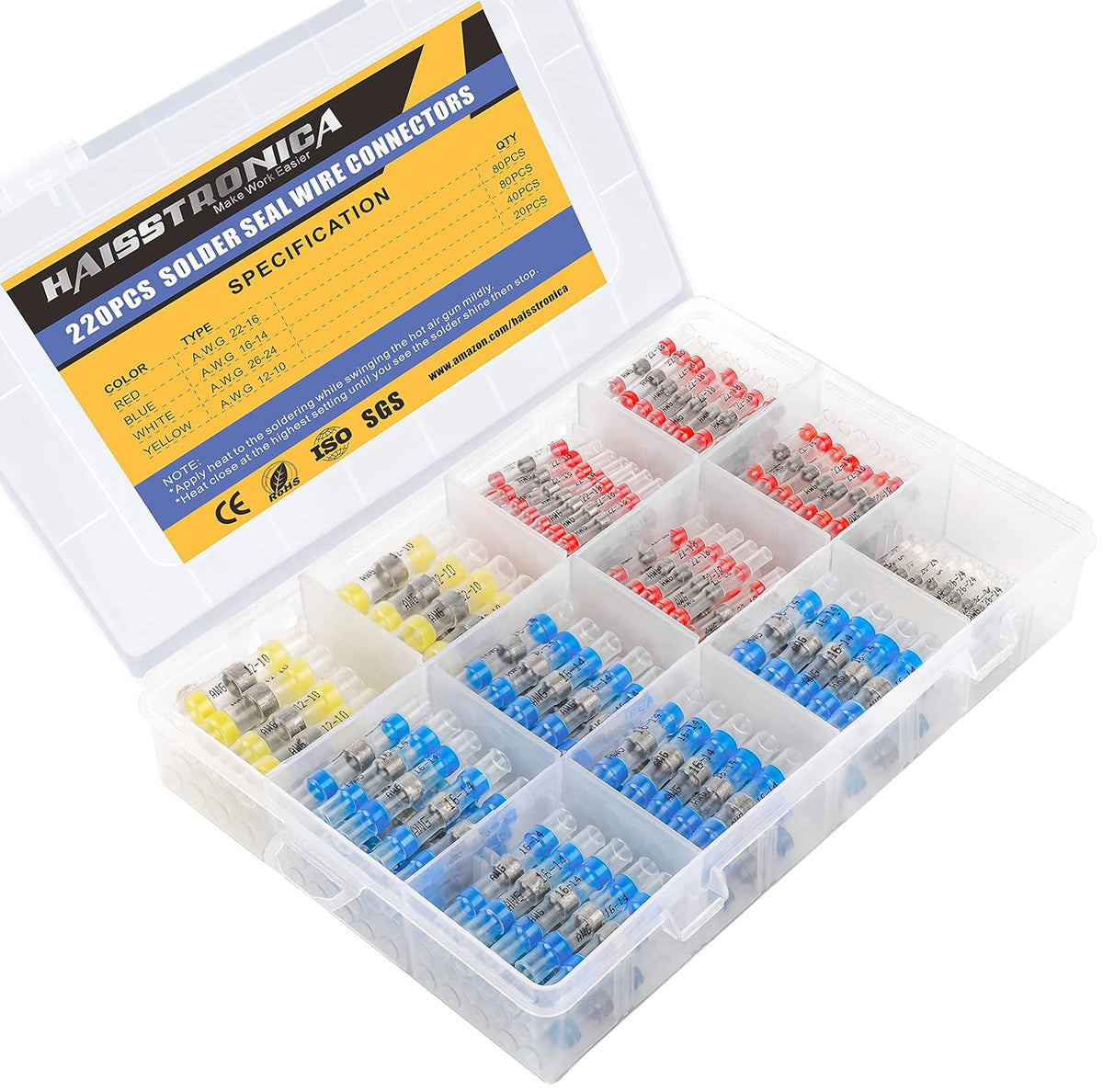 120PCS Marine Grade Heat Shrink Wire Connectors X18728