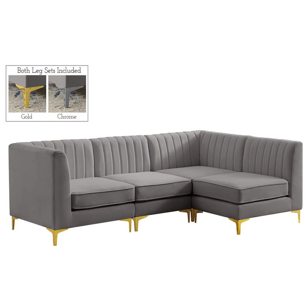 Grey Velvet Modular Sectional B571261