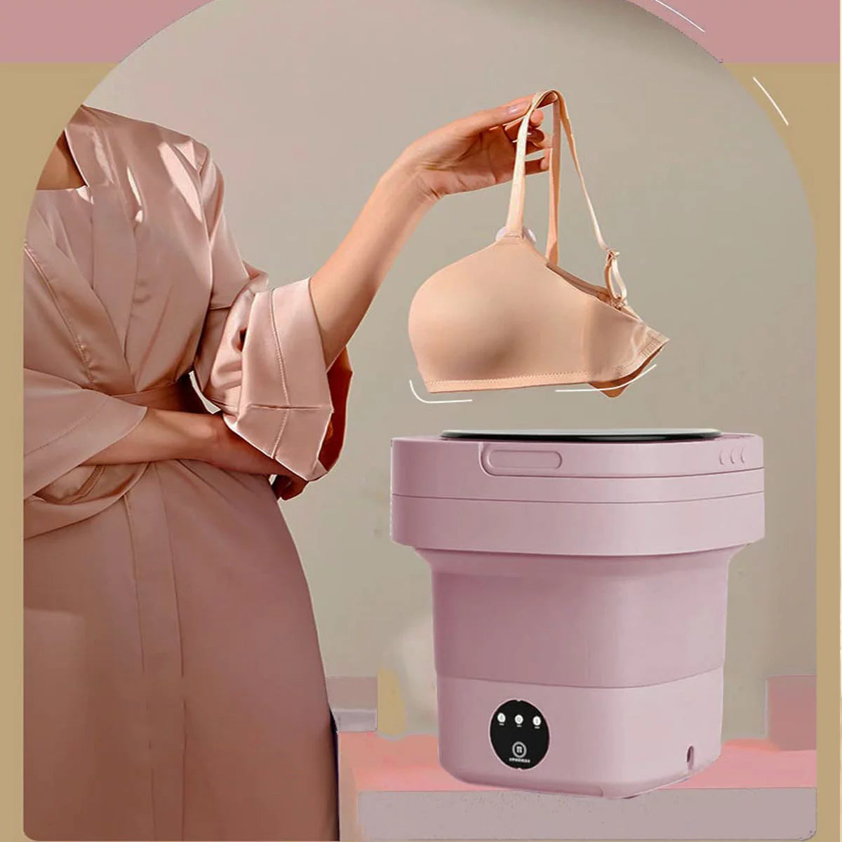 Foldable Portable Mini Washing Machine with Drain Basket W56828