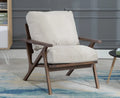 Beige Upholstered Accent Chair with Wooden Frame F19241