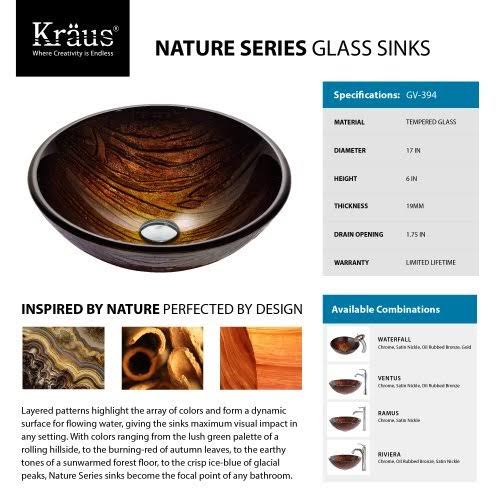 Gold Glass Vessel Sink and Waterfall Faucet U772