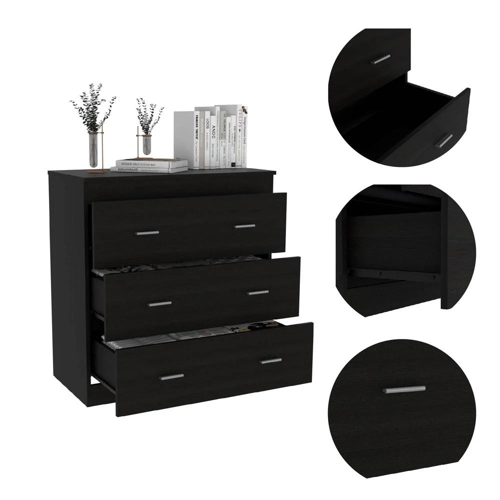 Black 3-Drawer Wood Dresser B816