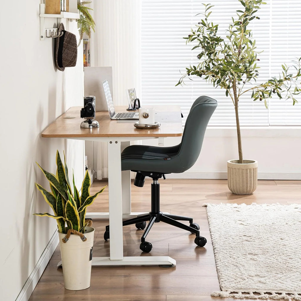 Pink Faux Leather Office Chair with Wheels B53332
