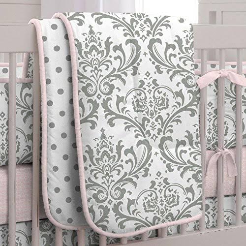 Pink and Gray Crib Comforter O8258