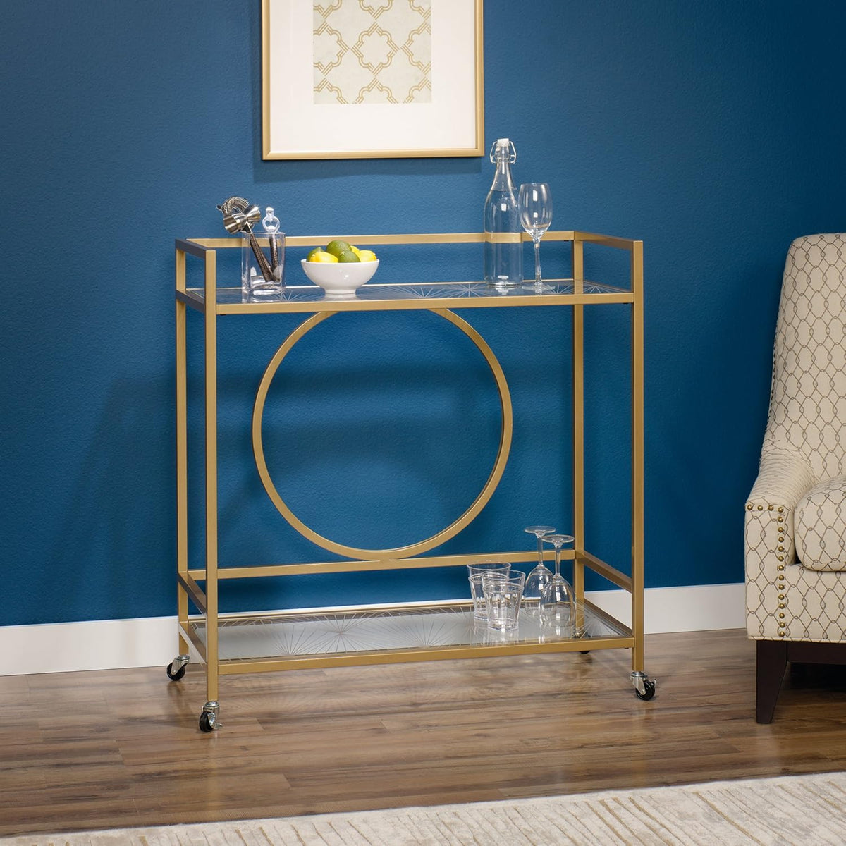 Bar Cart Satin Gold Finish K727