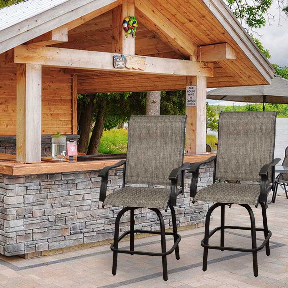 Swivel Bar Stools Set with All-Weather Metal Frame M85369