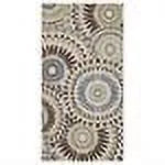 Cream/Blue Geometric Indoor/Outdoor Area Rug W601393