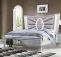 Silver Queen Size Storage Drawers LED Headboard Bed M303785