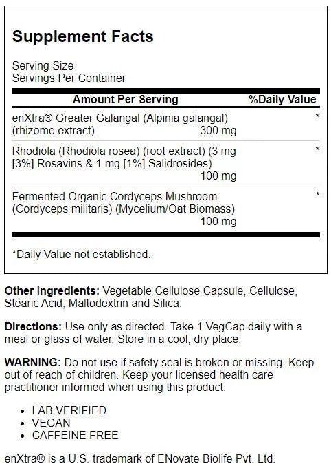 Caffeine Free Vegan Nootropic Supplement 30 VegCap Pills Q901