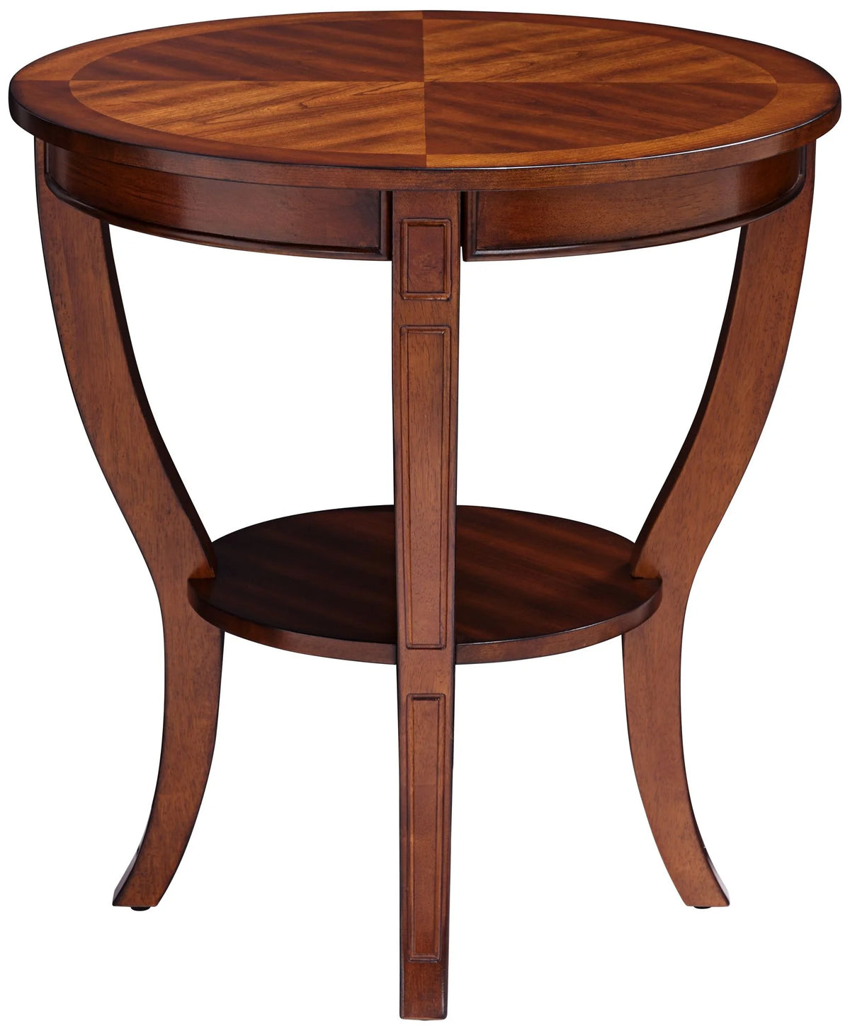 Vintage Cherry Wood Round Side Table with Lower Shelf Z3778