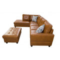 103.50" Wide Ginger Faux Leather Sectional with Ottoman Left Hand Facing E5891