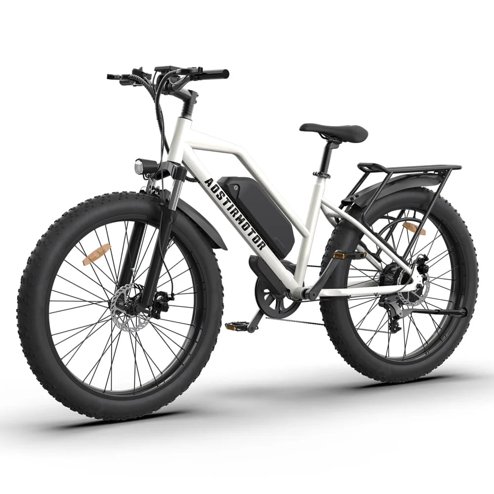 750W Electric Bike Fat Tire 48V 13AH Removable Lithium Battery White U160191