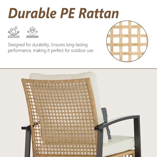 3 Piece Patio Rocking Chairs Set of 2 Beige G8228