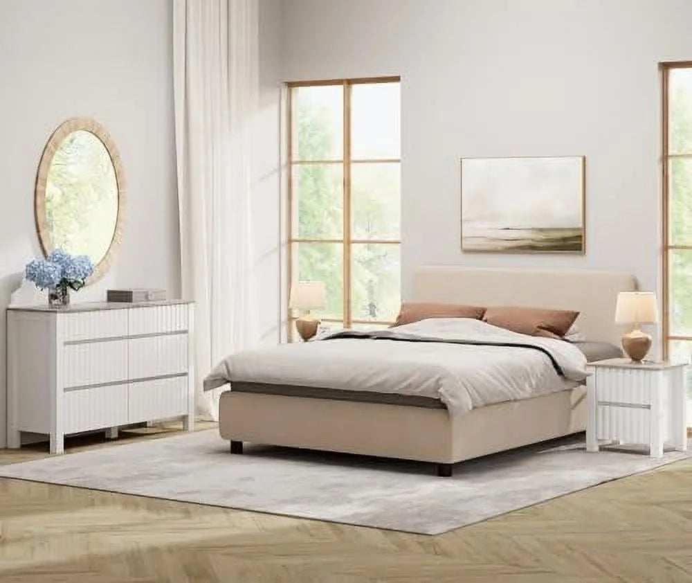 White 2 Drawer End Table with Charging Station W33813