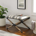 Black and Neutral Linen Stripe Ottoman Q338994