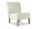 Cream with Blue Pinstripe Armless Accent Chair R62257
