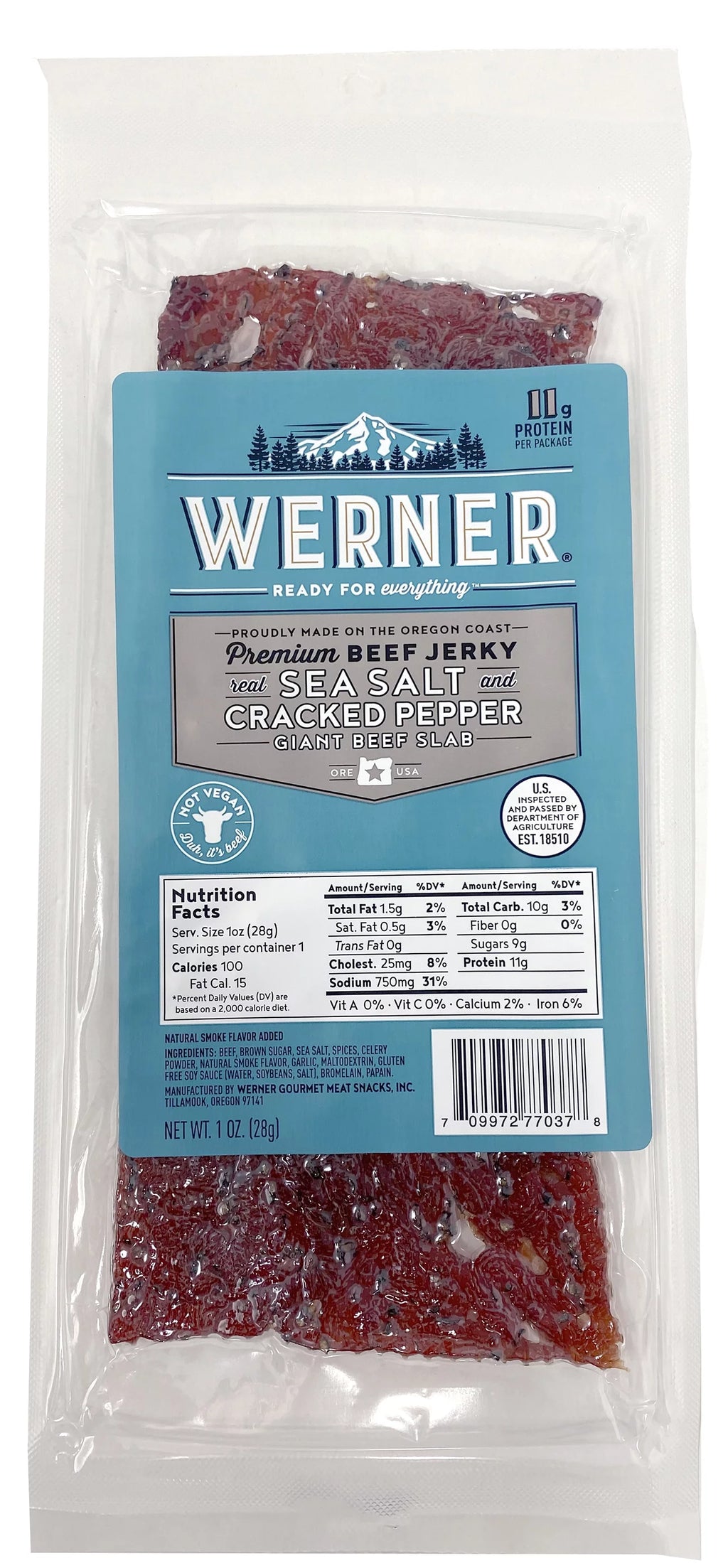 Beef Jerky Pack of 15-1 Ounce Sea Salt & Cracked Pepper O385