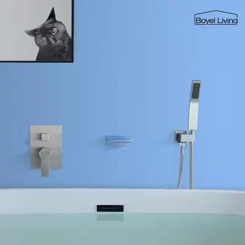 Wall Mount Roman Tub Faucet with Hand Shower Brushed Nickel C719068