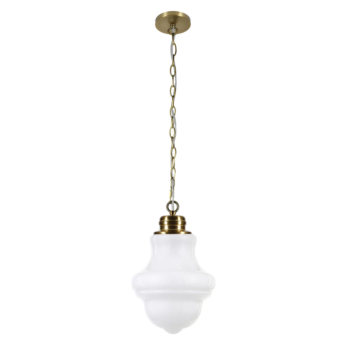 1-Light Brass Pendant with Milk White Glass Shade D118