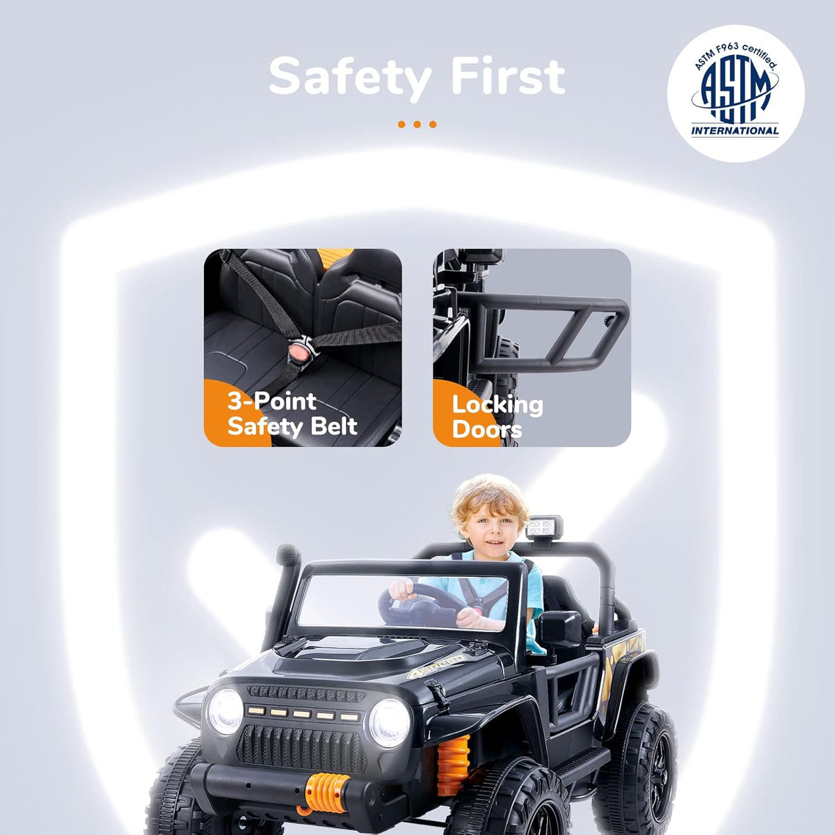 Black Kids Ride On Car with Parent Remote Control B291541