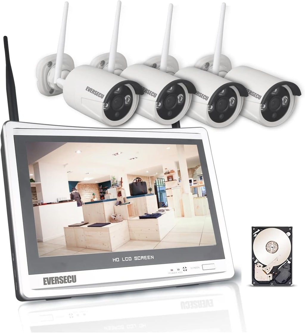 8 Channel 2K 3MP Home Security Camera System with 12 Inch Monitor & 1TB HDD B3690