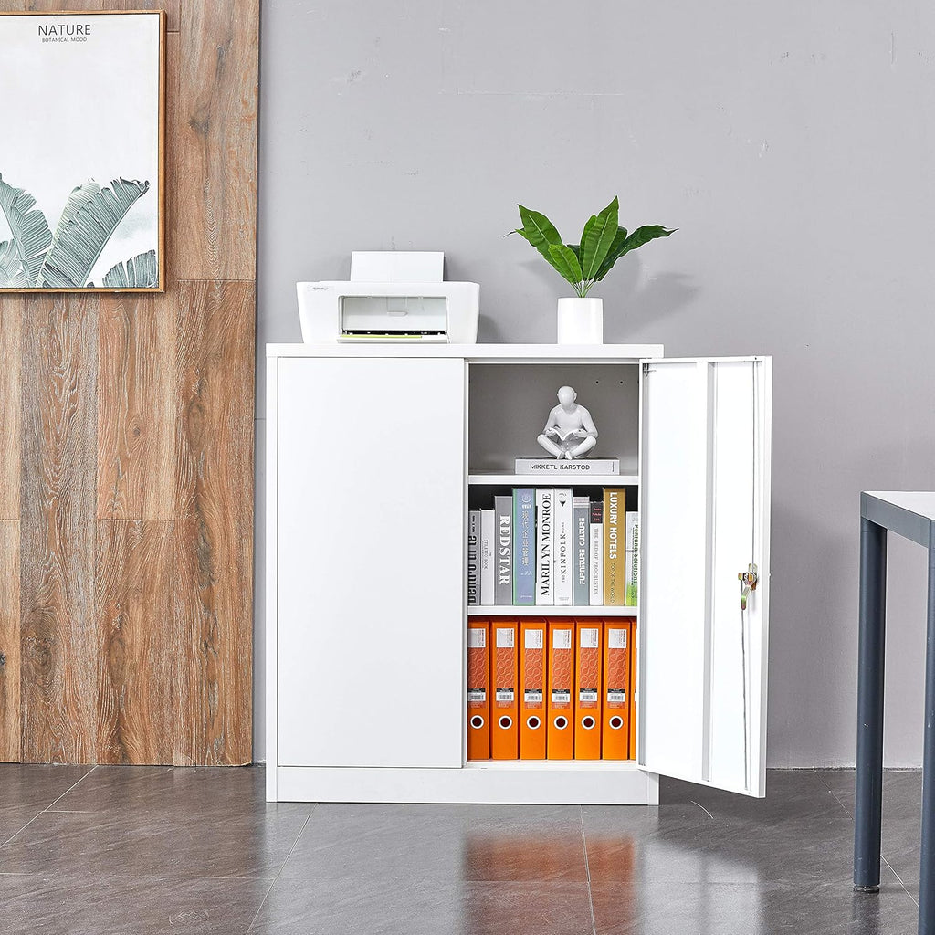 Metal Storage Cabinet with Lock and Wheels, Black P685