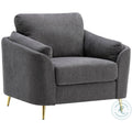 Dark Gray Polyester Accent Chair with Gold Metal Legs Y251179