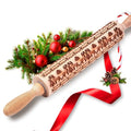 Wooden Embossed Rolling Pin with Snow Pattern N35664