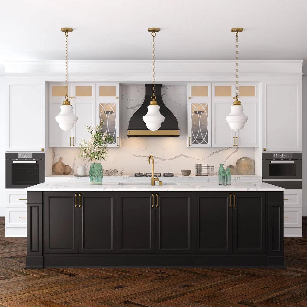 1-Light Brass Pendant with Milk White Glass Shade D118
