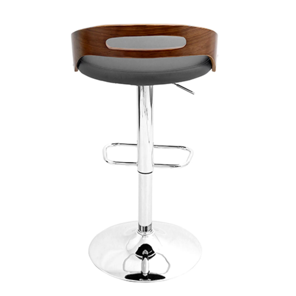 Adjustable Swivel Barstool in Walnut and Grey Faux Leather J144