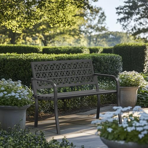 50" Heavy-Duty Metal Weatherproof Outdoor Bench F3093