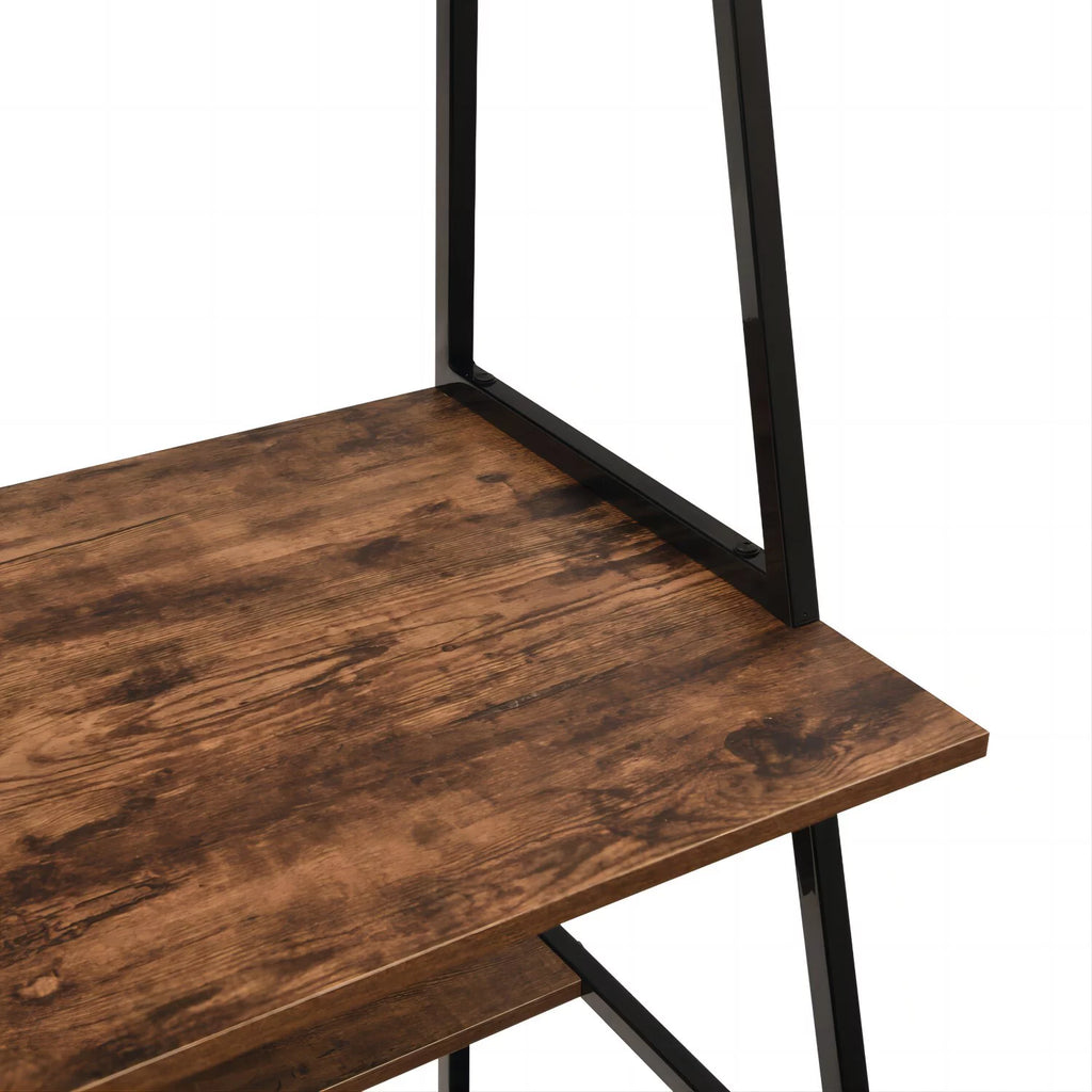 Brown Computer Desk with Hutch and Storage Shelves Q677