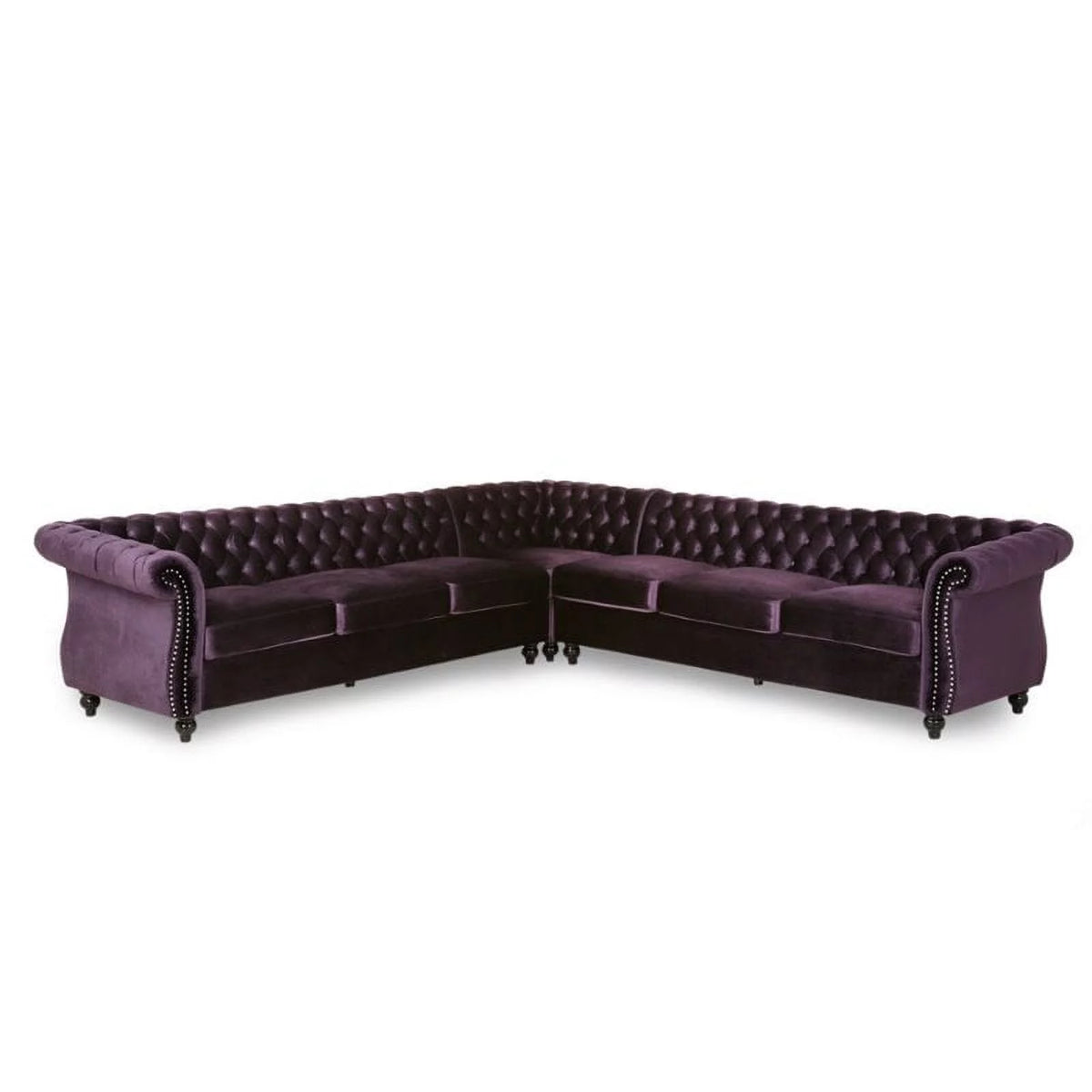 7 Seat Velvet Tufted Chesterfield Sectional X4377