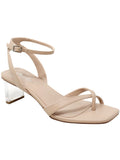 Beige Adjustable Ankle Strap Open Toe Heeled Sandal G112