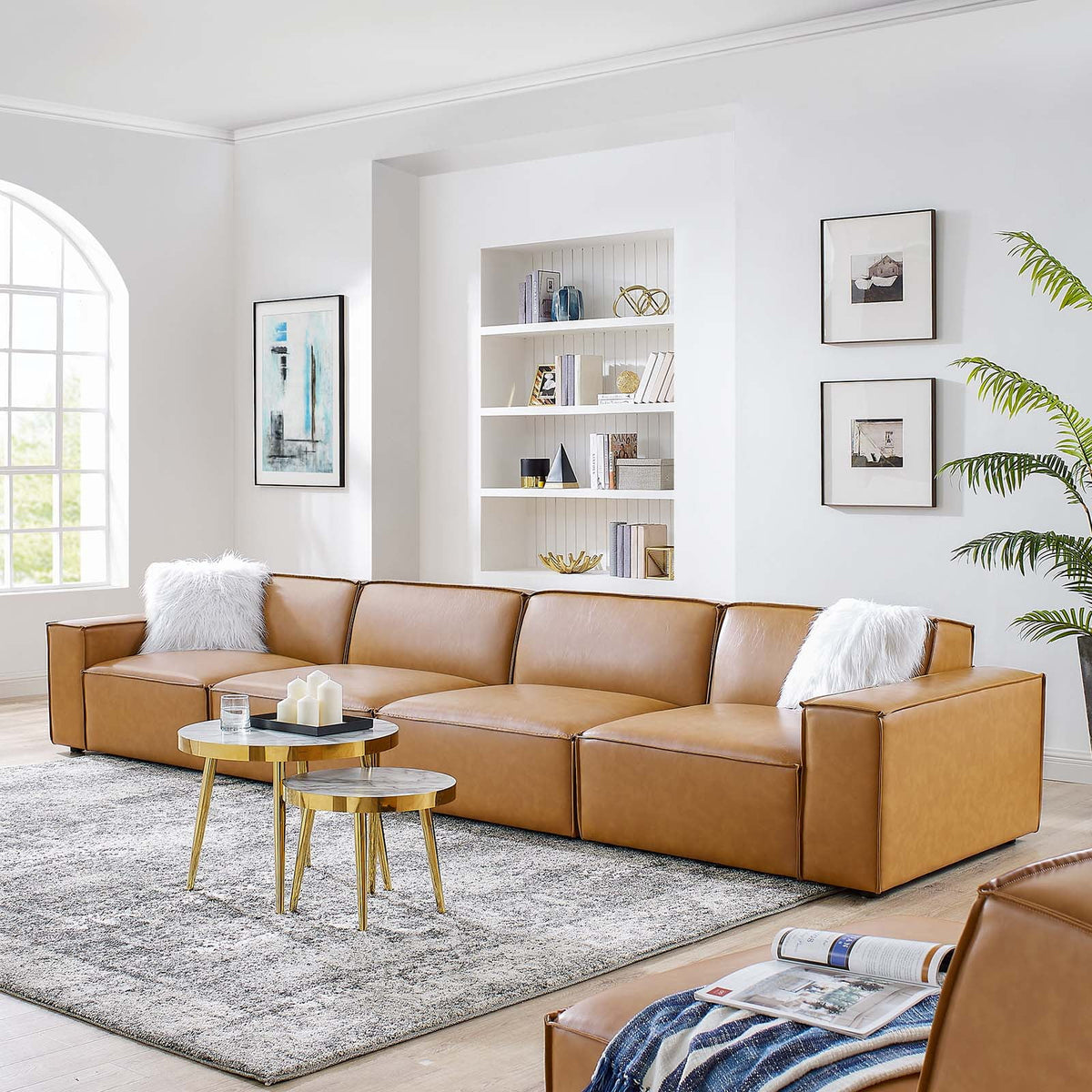 Tan Vegan Leather 4-Piece Sofa U964
