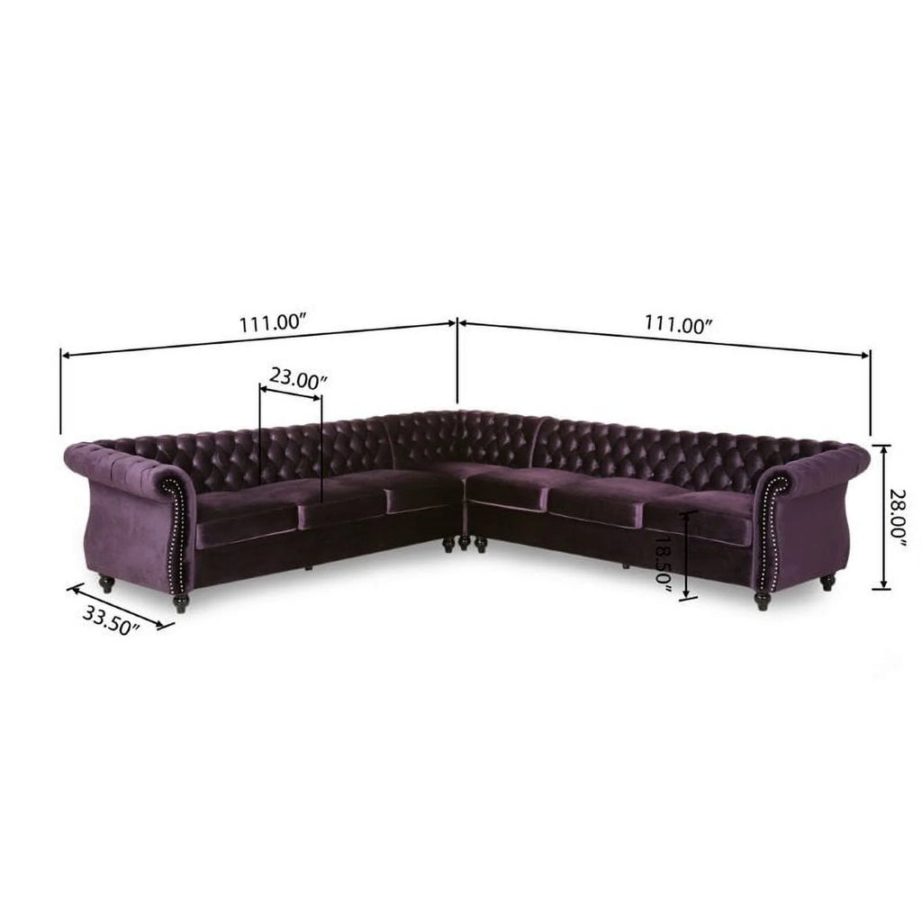 7 Seat Velvet Tufted Chesterfield Sectional X4377