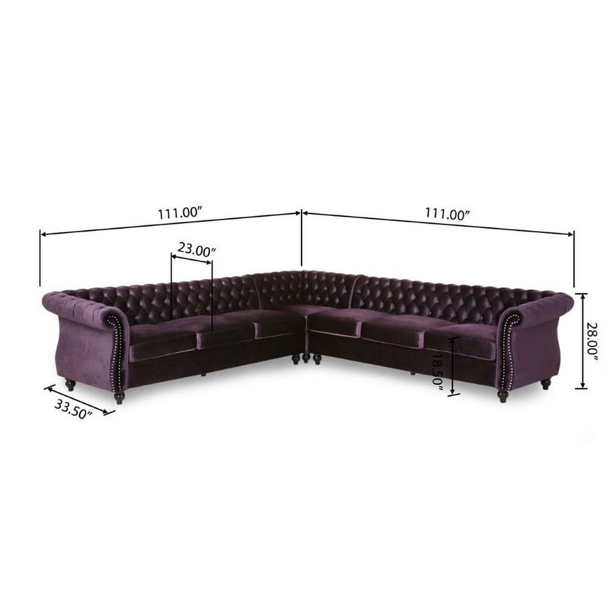 7 Seat Velvet Tufted Chesterfield Sectional X4377