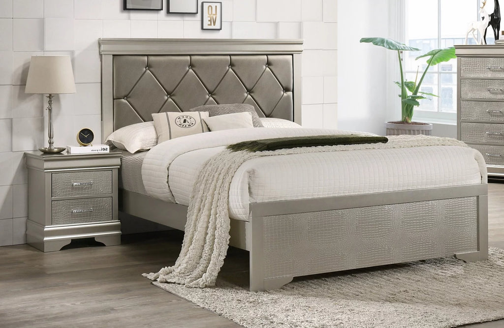 3Pc Full Size Upholstered Headboard Bed Nightstand Set T929982