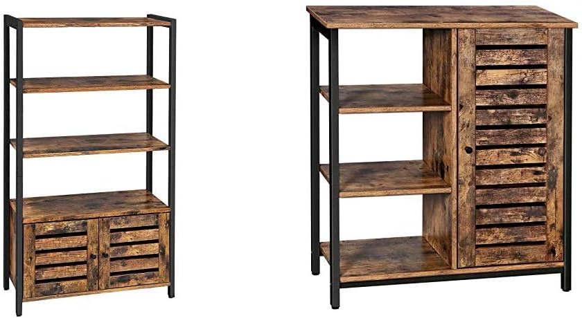 Rustic Brown Bookshelf and Storage Cabinet with 3 Shelves M91882