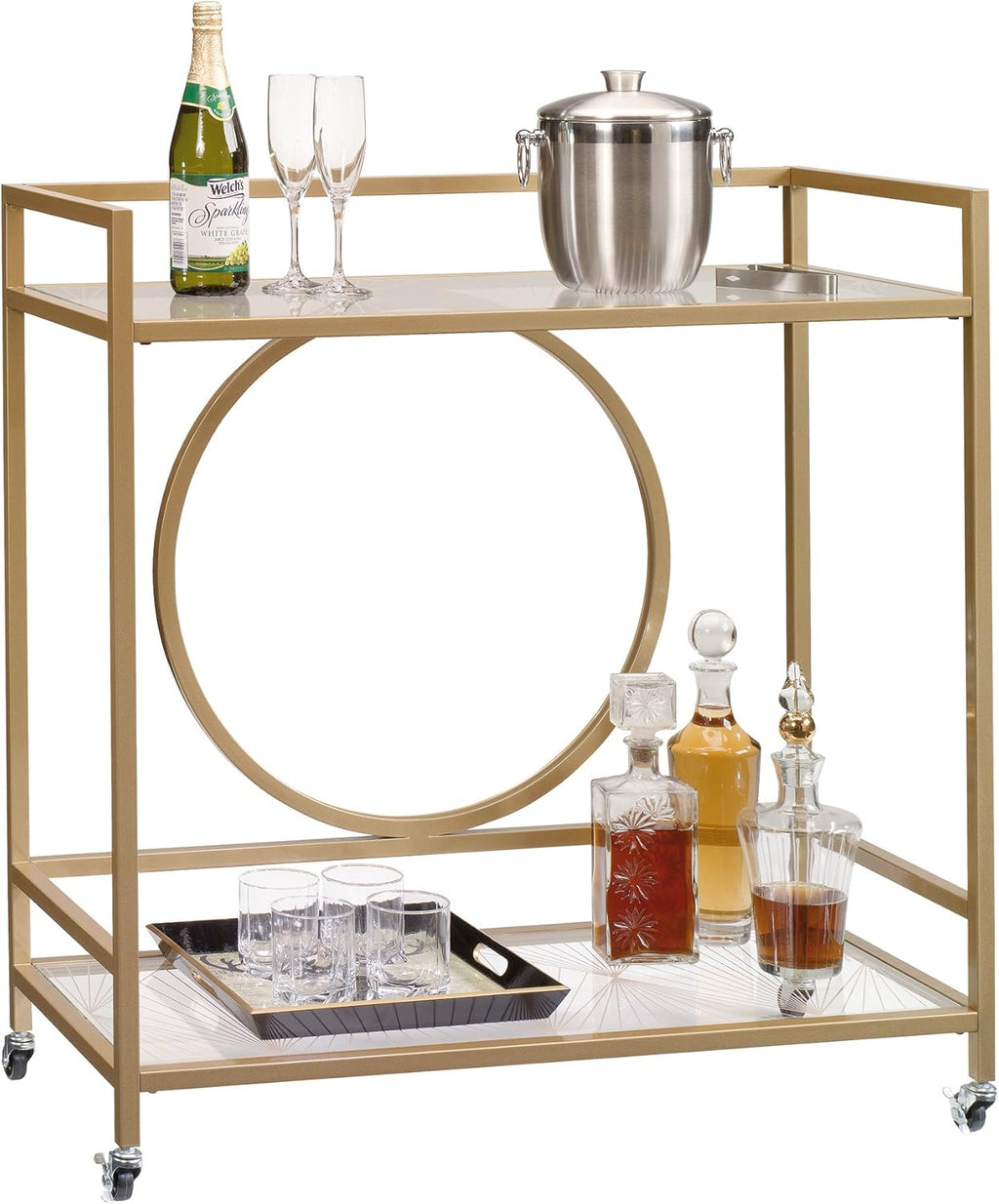 Bar Cart Satin Gold Finish K727