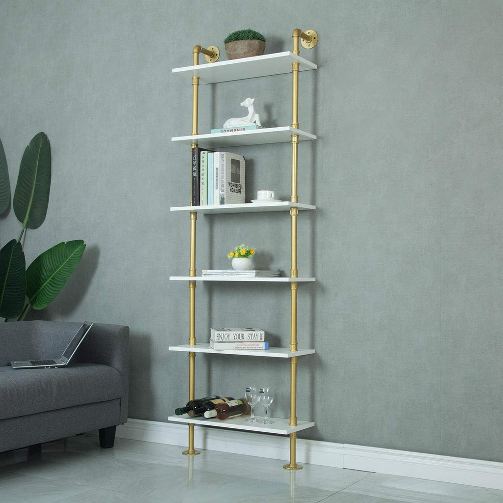 6-Tiers Wood Ladder Shelf Bookcase D7512