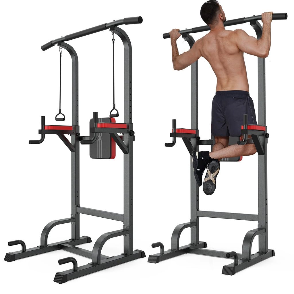 Multifunction Power Tower Dip Station Pull up Bar Power Rack 480lbs N637