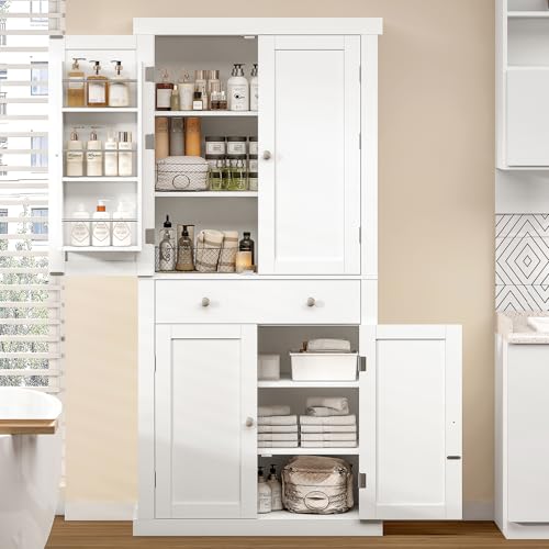 72” Black Kitchen Pantry Cabinet with 4 Doors and 1 Drawer E651