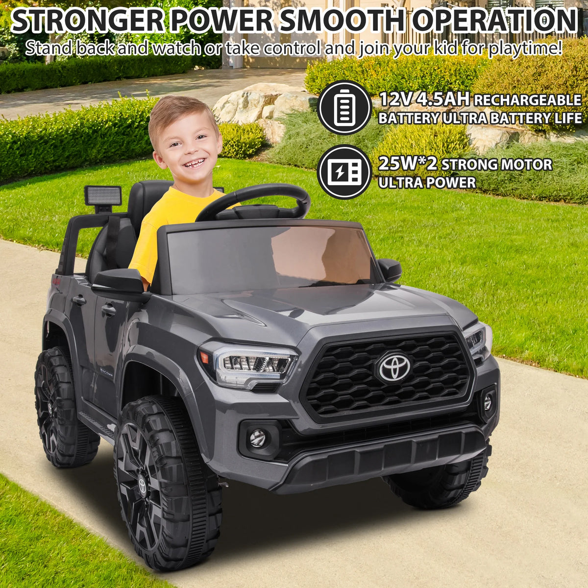 12V Battery Powered Ride on Truck with Remote Control, Gray I920377