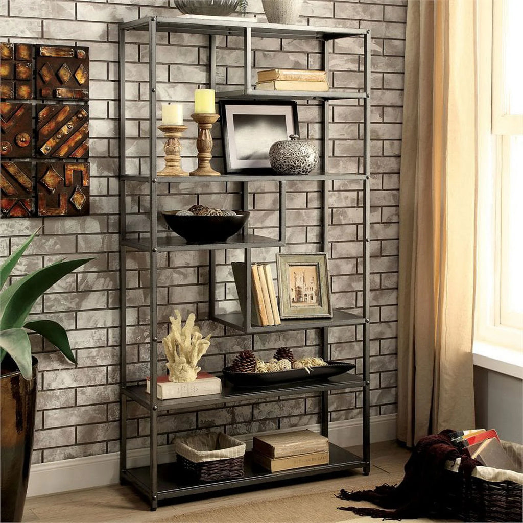 Industrial Metal 6-Shelf Bookcase V713