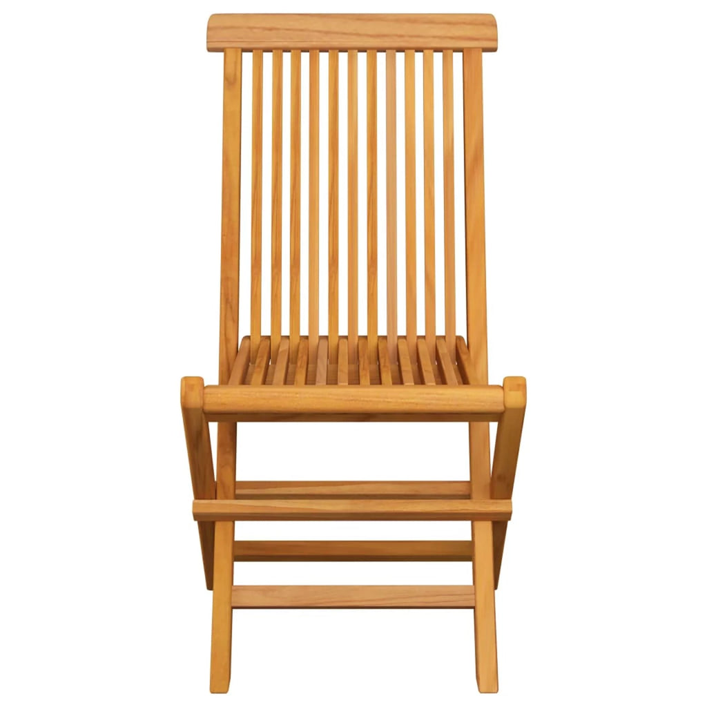 Set of 2 Taupe Cushion Teak Wood Foldable Outdoor Dining Chair P11689