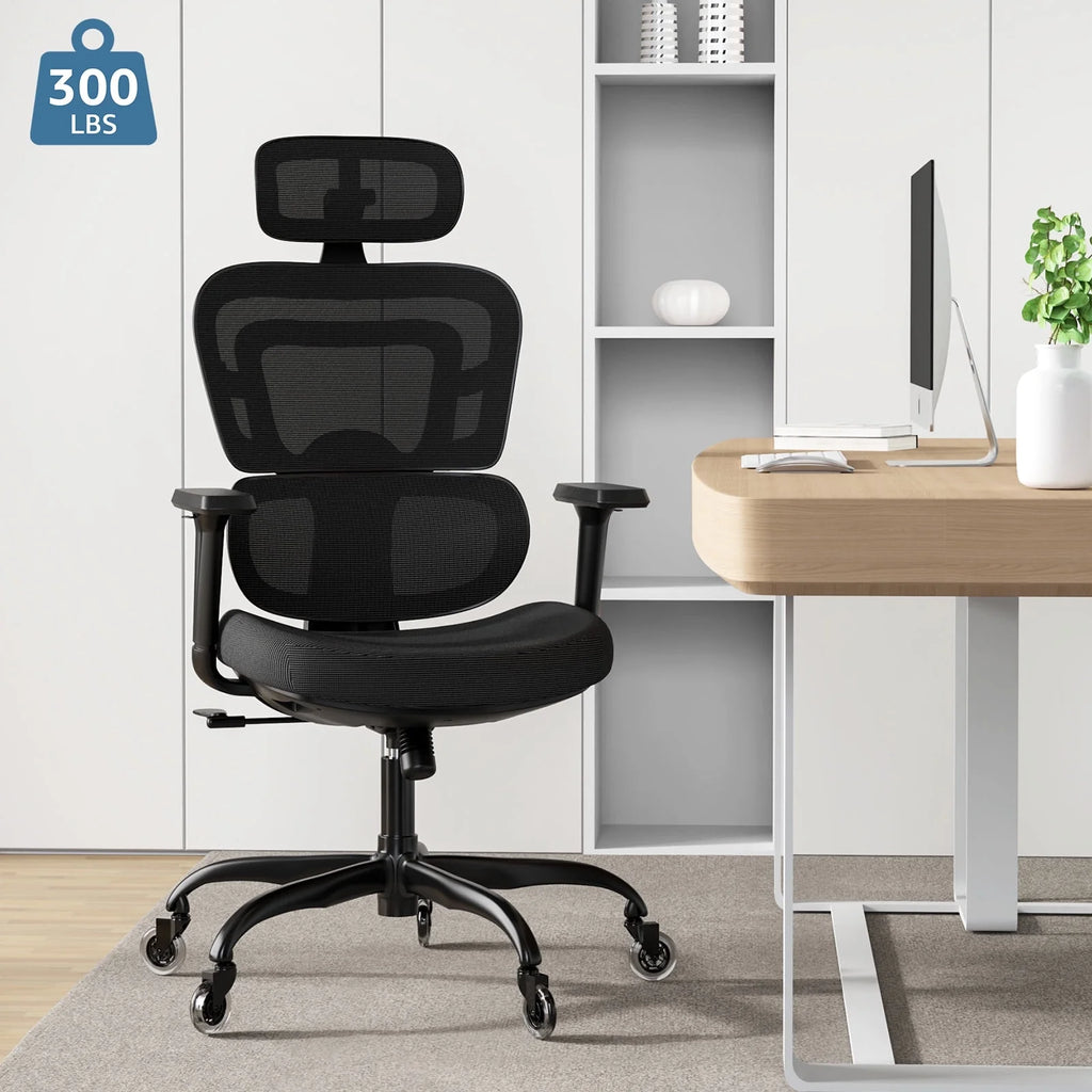 Ergonomic Mesh Office Chair with Lumbar Support and Wheels, Black N92611